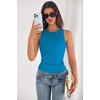 image:imagePRETTYGARDEN Womens Summer High Neck Ribbed Tank Tops Casual Basic Sleeveless Slim Fitted Racerback Workout T ShirtsLake Blue