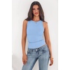 image:imagePRETTYGARDEN Womens Summer High Neck Ribbed Tank Tops Casual Basic Sleeveless Slim Fitted Racerback Workout T ShirtsLight Blue