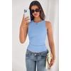 image:imagePRETTYGARDEN Womens Summer High Neck Ribbed Tank Tops Casual Basic Sleeveless Slim Fitted Racerback Workout T ShirtsLight Blue