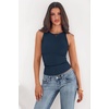 image:imagePRETTYGARDEN Womens Summer High Neck Ribbed Tank Tops Casual Basic Sleeveless Slim Fitted Racerback Workout T ShirtsNavy Blue