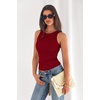 image:imagePRETTYGARDEN Womens Summer High Neck Ribbed Tank Tops Casual Basic Sleeveless Slim Fitted Racerback Workout T ShirtsRed