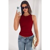 image:imagePRETTYGARDEN Womens Summer High Neck Ribbed Tank Tops Casual Basic Sleeveless Slim Fitted Racerback Workout T ShirtsRed