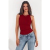 image:imagePRETTYGARDEN Womens Summer High Neck Ribbed Tank Tops Casual Basic Sleeveless Slim Fitted Racerback Workout T ShirtsRed