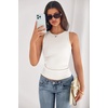 image:imagePRETTYGARDEN Womens Summer High Neck Ribbed Tank Tops Casual Basic Sleeveless Slim Fitted Racerback Workout T ShirtsWhite