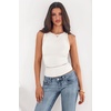 image:imagePRETTYGARDEN Womens Summer High Neck Ribbed Tank Tops Casual Basic Sleeveless Slim Fitted Racerback Workout T ShirtsWhite