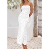 image:imagePRETTYGARDEN Womens Wedding Guest Floral Midi Tube Dress  Lightweight Soft Mesh FormFitting Bodycon Strapless Side Slit Elegant for Cocktails Homecoming Parties amp Formal EventsWhite