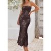 image:imagePRETTYGARDEN Womens Wedding Guest Floral Midi Tube Dress  Lightweight Soft Mesh FormFitting Bodycon Strapless Side Slit Elegant for Cocktails Homecoming Parties amp Formal EventsCoffee