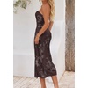 image:imagePRETTYGARDEN Womens Wedding Guest Floral Midi Tube Dress  Lightweight Soft Mesh FormFitting Bodycon Strapless Side Slit Elegant for Cocktails Homecoming Parties amp Formal EventsCoffee