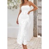 image:imagePRETTYGARDEN Womens Wedding Guest Floral Midi Tube Dress  Lightweight Soft Mesh FormFitting Bodycon Strapless Side Slit Elegant for Cocktails Homecoming Parties amp Formal EventsWhite