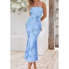 image:imagePRETTYGARDEN Womens Wedding Guest Floral Midi Tube Dress  Lightweight Soft Mesh FormFitting Bodycon Strapless Side Slit Elegant for Cocktails Homecoming Parties amp Formal EventsLight Blue