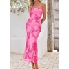 image:imagePRETTYGARDEN Womens Wedding Guest Floral Midi Tube Dress  Lightweight Soft Mesh FormFitting Bodycon Strapless Side Slit Elegant for Cocktails Homecoming Parties amp Formal EventsRose Red