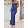 image:imagePRETTYGARDEN Womens Wedding Guest Floral Midi Tube Dress  Lightweight Soft Mesh FormFitting Bodycon Strapless Side Slit Elegant for Cocktails Homecoming Parties amp Formal EventsDark Blue