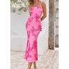 image:imagePRETTYGARDEN Womens Wedding Guest Floral Midi Tube Dress  Lightweight Soft Mesh FormFitting Bodycon Strapless Side Slit Elegant for Cocktails Homecoming Parties amp Formal EventsRose Red