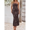 image:imagePRETTYGARDEN Womens Wedding Guest Floral Midi Tube Dress  Lightweight Soft Mesh FormFitting Bodycon Strapless Side Slit Elegant for Cocktails Homecoming Parties amp Formal EventsCoffee