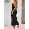 image:imagePRETTYGARDEN Womens Wedding Guest Floral Midi Tube Dress  Lightweight Soft Mesh FormFitting Bodycon Strapless Side Slit Elegant for Cocktails Homecoming Parties amp Formal EventsBlack