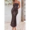 image:imagePRETTYGARDEN Womens Wedding Guest Floral Midi Tube Dress  Lightweight Soft Mesh FormFitting Bodycon Strapless Side Slit Elegant for Cocktails Homecoming Parties amp Formal EventsCoffee