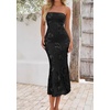 image:imagePRETTYGARDEN Womens Wedding Guest Floral Midi Tube Dress  Lightweight Soft Mesh FormFitting Bodycon Strapless Side Slit Elegant for Cocktails Homecoming Parties amp Formal EventsBlack