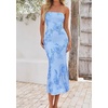 image:imagePRETTYGARDEN Womens Wedding Guest Floral Midi Tube Dress  Lightweight Soft Mesh FormFitting Bodycon Strapless Side Slit Elegant for Cocktails Homecoming Parties amp Formal EventsLight Blue