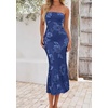 image:imagePRETTYGARDEN Womens Wedding Guest Floral Midi Tube Dress  Lightweight Soft Mesh FormFitting Bodycon Strapless Side Slit Elegant for Cocktails Homecoming Parties amp Formal EventsDark Blue