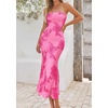 image:imagePRETTYGARDEN Womens Wedding Guest Floral Midi Tube Dress  Lightweight Soft Mesh FormFitting Bodycon Strapless Side Slit Elegant for Cocktails Homecoming Parties amp Formal EventsRose Red