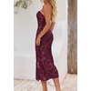 image:imagePRETTYGARDEN Womens Wedding Guest Floral Midi Tube Dress  Lightweight Soft Mesh FormFitting Bodycon Strapless Side Slit Elegant for Cocktails Homecoming Parties amp Formal EventsBurgundy