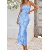 image:imagePRETTYGARDEN Womens Wedding Guest Floral Midi Tube Dress  Lightweight Soft Mesh FormFitting Bodycon Strapless Side Slit Elegant for Cocktails Homecoming Parties amp Formal EventsLight Blue