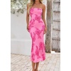 image:imagePRETTYGARDEN Womens Wedding Guest Floral Midi Tube Dress  Lightweight Soft Mesh FormFitting Bodycon Strapless Side Slit Elegant for Cocktails Homecoming Parties amp Formal EventsRose Red