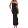 image:imagePRETTYGARDEN Womens Wedding Guest Floral Midi Tube Dress  Lightweight Soft Mesh FormFitting Bodycon Strapless Side Slit Elegant for Cocktails Homecoming Parties amp Formal EventsBlack