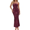 image:imagePRETTYGARDEN Womens Wedding Guest Floral Midi Tube Dress  Lightweight Soft Mesh FormFitting Bodycon Strapless Side Slit Elegant for Cocktails Homecoming Parties amp Formal EventsBurgundy