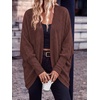 image:imagePRETTYGARDEN Batwing Long Sleeve Lightweight Cardigan Sweaters for Women  Casual Open Front Long Cardigans Loose Fit Soft Ribbed Knit Light Weight Sweater Fashion Early Fall Clothes Travel OutfitsBrown