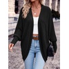 image:imagePRETTYGARDEN Batwing Long Sleeve Lightweight Cardigan Sweaters for Women  Casual Open Front Long Cardigans Loose Fit Soft Ribbed Knit Light Weight Sweater Fashion Early Fall Clothes Travel OutfitsBlack
