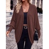 image:imagePRETTYGARDEN Batwing Long Sleeve Lightweight Cardigan Sweaters for Women  Casual Open Front Long Cardigans Loose Fit Soft Ribbed Knit Light Weight Sweater Fashion Early Fall Clothes Travel OutfitsBrown