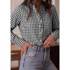 image:imagePRETTYGARDEN Womens Long Sleeve Button Down Shirts  Soft Cotton Fabric Fashion Plaid Shirt Basic Collared V Neck Work Business Casual Blouses 2026 Fall Trendy OutfitsPlaid Black White