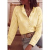 image:imagePRETTYGARDEN Womens Long Sleeve Button Down Shirts  Soft Cotton Fabric Fashion Plaid Shirt Basic Collared V Neck Work Business Casual Blouses 2026 Fall Trendy OutfitsPlaid Yellow White