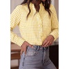 image:imagePRETTYGARDEN Womens Long Sleeve Button Down Shirts  Soft Cotton Fabric Fashion Plaid Shirt Basic Collared V Neck Work Business Casual Blouses 2026 Fall Trendy OutfitsPlaid Yellow White