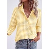 image:imagePRETTYGARDEN Womens Long Sleeve Button Down Shirts  Soft Cotton Fabric Fashion Plaid Shirt Basic Collared V Neck Work Business Casual Blouses 2026 Fall Trendy OutfitsPlaid Yellow White