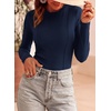 image:imagePRETTYGARDEN Womens Long Sleeve Shirts Fall Ribbed Basic Tee  Soft Stretchy Slim Fitted Tops Cute Going Out Y2K Clothes Daily Wear Business Casual Work Blouses Trendy Fashion LayeringNavy Blue