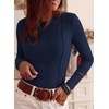 image:imagePRETTYGARDEN Womens Long Sleeve Shirts Fall Ribbed Basic Tee  Soft Stretchy Slim Fitted Tops Cute Going Out Y2K Clothes Daily Wear Business Casual Work Blouses Trendy Fashion LayeringNavy Blue