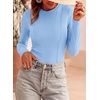 image:imagePRETTYGARDEN Womens Long Sleeve Shirts Fall Ribbed Basic Tee  Soft Stretchy Slim Fitted Tops Cute Going Out Y2K Clothes Daily Wear Business Casual Work Blouses Trendy Fashion LayeringLight Blue