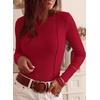 image:imagePRETTYGARDEN Womens Long Sleeve Shirts Fall Ribbed Basic Tee  Soft Stretchy Slim Fitted Tops Cute Going Out Y2K Clothes Daily Wear Business Casual Work Blouses Trendy Fashion LayeringRed