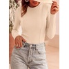 image:imagePRETTYGARDEN Womens Long Sleeve Shirts Fall Ribbed Basic Tee  Soft Stretchy Slim Fitted Tops Cute Going Out Y2K Clothes Daily Wear Business Casual Work Blouses Trendy Fashion LayeringBeige