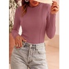 image:imagePRETTYGARDEN Womens Long Sleeve Shirts Fall Ribbed Basic Tee  Soft Stretchy Slim Fitted Tops Cute Going Out Y2K Clothes Daily Wear Business Casual Work Blouses Trendy Fashion LayeringDusty Pink