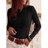 image:imagePRETTYGARDEN Womens Long Sleeve Shirts Fall Ribbed Basic Tee  Soft Stretchy Slim Fitted Tops Cute Going Out Y2K Clothes Daily Wear Business Casual Work Blouses Trendy Fashion LayeringBlack