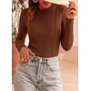 image:imagePRETTYGARDEN Womens Long Sleeve Shirts Fall Ribbed Basic Tee  Soft Stretchy Slim Fitted Tops Cute Going Out Y2K Clothes Daily Wear Business Casual Work Blouses Trendy Fashion LayeringBrown