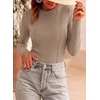 image:imagePRETTYGARDEN Womens Long Sleeve Shirts Fall Ribbed Basic Tee  Soft Stretchy Slim Fitted Tops Cute Going Out Y2K Clothes Daily Wear Business Casual Work Blouses Trendy Fashion LayeringKhaki