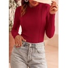 image:imagePRETTYGARDEN Womens Long Sleeve Shirts Fall Ribbed Basic Tee  Soft Stretchy Slim Fitted Tops Cute Going Out Y2K Clothes Daily Wear Business Casual Work Blouses Trendy Fashion LayeringRed