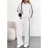 image:imagePRETTYGARDEN Womens Striped Sweatsuits 2 Piece Outfits Matching Lounge Sets  Oversized Hoodie Sweat Set Kangaroo Pocket Wide Leg Sweatpants Retro Y2K Casual Tracksuits Travel Airport Workout ClothesWhite