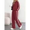 image:imagePRETTYGARDEN Womens Striped Sweatsuits 2 Piece Outfits Matching Lounge Sets  Oversized Hoodie Sweat Set Kangaroo Pocket Wide Leg Sweatpants Retro Y2K Casual Tracksuits Travel Airport Workout ClothesWine Red