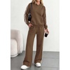 image:imagePRETTYGARDEN Womens Striped Sweatsuits 2 Piece Outfits Matching Lounge Sets  Oversized Hoodie Sweat Set Kangaroo Pocket Wide Leg Sweatpants Retro Y2K Casual Tracksuits Travel Airport Workout ClothesBrown