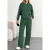 image:imagePRETTYGARDEN Womens Striped Sweatsuits 2 Piece Outfits Matching Lounge Sets  Oversized Hoodie Sweat Set Kangaroo Pocket Wide Leg Sweatpants Retro Y2K Casual Tracksuits Travel Airport Workout ClothesGreen
